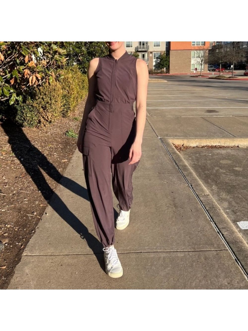 ATHLETA BROOKLYN UTILITY BAGGY JUMPSUIT Relax fit Color Shale Dusty Purple 14P - Picture 5 of 17